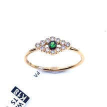 Exquisite Women&#39;s 18k Rose Gold Ring with Tsavorite Garnet and White Diamonds - £386.85 GBP