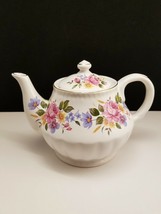 Caledonia Pottery Teapot Staffordshire England 5 Cup Floral Décor Pink R... - $29.95