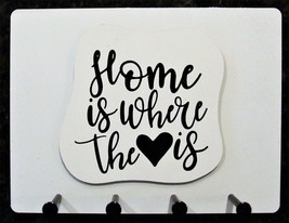 Wall Mounted Keychain Holder Rack with saying - &quot;Home is Where the Heart is &quot;  - £15.10 GBP