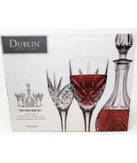 Dublin Crystal Wine Decanter &amp; 4 Goblets Shannon by Godinger New in Box - £37.82 GBP