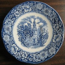 Staffordshire Liberty Blue Saucer Old North Church Paul Revere FREE SHIPPING USA - £5.96 GBP
