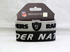 Las Vegas Raiders Silicone Rubber Bracelet Set 2 Pack NFL - £3.99 GBP