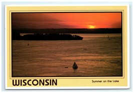 Vintage Lake Mendota Sunset Sailboat WI Postcard - $5.95