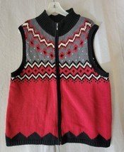 Vintage Coldwater Creek Sweater Vest Womens XXL 2XL Knit Red Gray Design - £17.15 GBP