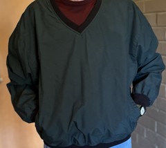 Cabela&#39;s Green Windbreaker V-Neck Lined Long Sleeve Pullover Men&#39;s sz Large - $18.56