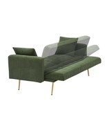 71.7&quot; Green Teddy Fleece Sofa Bed, 2 Pillows, Metal Legs - $436.53 CAD