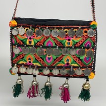 468g,10.5&quot;x7&quot;Turkmen Handbag Purse Crossbody Handmade Silk Coin @Afghanistan,P13 - £63.94 GBP