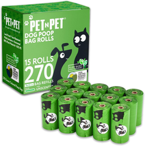 Pet N Pet Poop Bags for Dogs, Green 270 Counts Unscented Rolls, Dog Bags, Doggie - £14.45 GBP