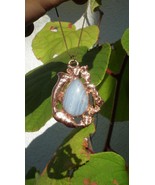Blue lace agate necklage / red copper / Electroformed copper - €42,86 EUR