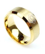 8mm Brushed Stainless Steel Superman Fashion Ring (Gold, 14) - $150.78 MXN