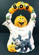 Fitz and Floyd Vintage Pumpkin Head Ghost Tea Pot 20 Oz Hand Painted 1993 - $62.63