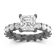 Black Engagement Ring Micro Pave Princess Cut Eternity Style Vintage Ring  - £99.38 GBP