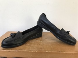 Vintage 90s Cabin Creek Comfort Black Leather Tassle Comfort Loafers Shoes 6 36 - £23.59 GBP