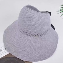 New Summer Bow  Straw Hats Fashion Women with Big  Bow Uv Foldable Beach Cap Out - £31.95 GBP