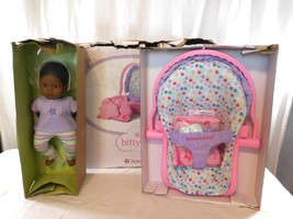 American Girl Bitty Baby Doll 15&quot; Holiday Gift Set + Carrier Clothes Booties #1 - £62.91 GBP