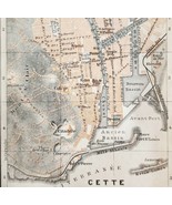 Map Cette Southern France Rare 1914 Lithograph WW1 Street Mini Sheet DWA... - $55.48 CAD