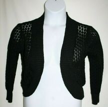 Carolyn Taylor Misses SMALL Black Cardigan Sweater Long Sleeve Open Weav... - $10.40
