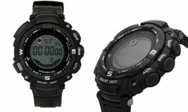 NEW Geneva Platinum 4561 Mens MARATHON Black Accent Black Silicone Digital Watch - £16.54 GBP