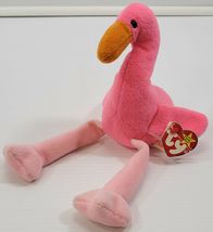 a4) TY Beanie Babies Pinky Stuffed Flamingo February 13, 1995 - $5.93