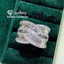 Luxury Rings For Women Hyperbole Cubic Zirconia Bridal Wedding Engagement Fine J - £18.91 GBP