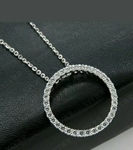 1ct Round Simulated Diamond Circle Pendant Necklace 14k White Gold Plated - £64.69 GBP