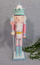 Pink Pastel Nutcracker King Guard Candy Sugarplum 15&quot; Christmas Wooden NEW - £30.46 GBP