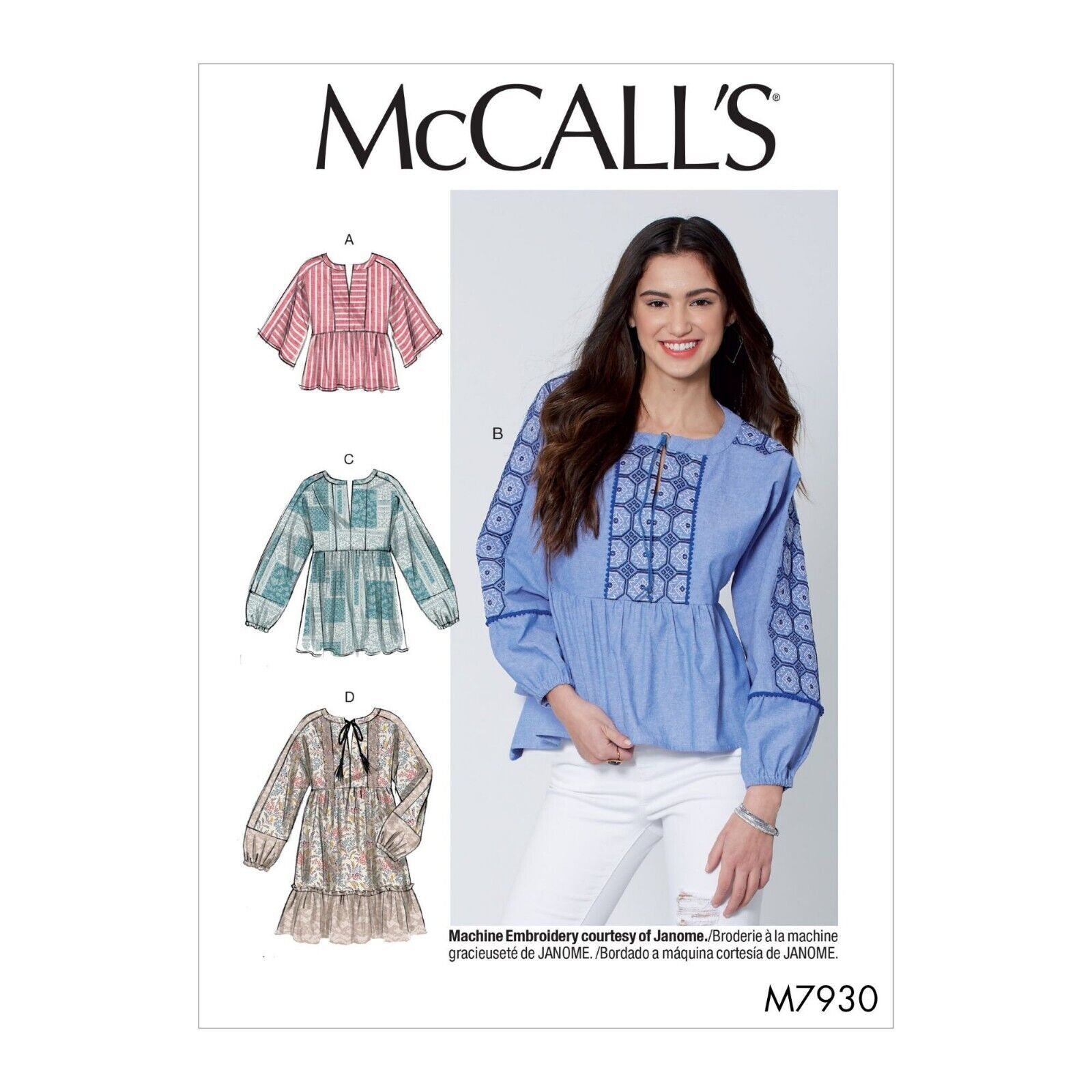 Primary image for McCalls Sewing Pattern 7930Tunic Top Blouse Misses Size L-XL