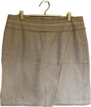 Ann Taylor Tan Beige Skirt Size 10 Lined Frayed Trim Tweed Womens - $21.78