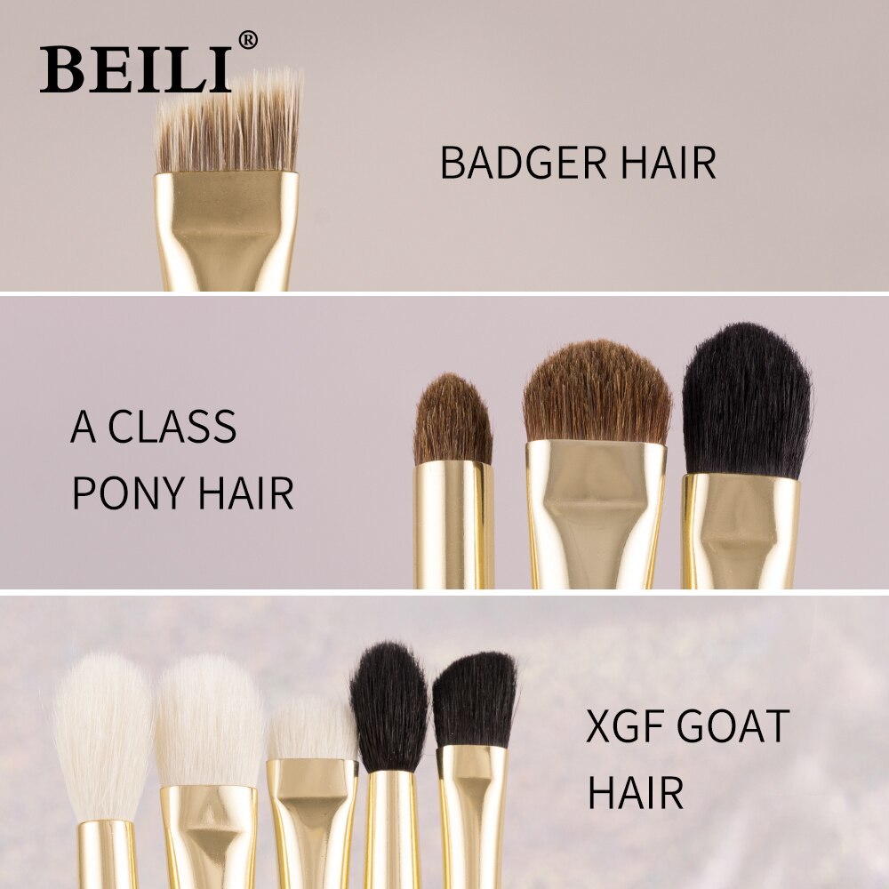 BEILI  9 pieces  goat hair Pony r white Professional Makeup brush set Eye define - $67.56