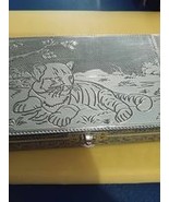 Silver Jewelry Box Tiger Cub Handcrafted w/ Purple Velvet Lining Retail $89 - $40.00