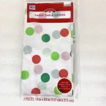 2 Pack Holiday Time Christmas Polka Dots Paper Table Cover White Red Gre... - $9.89