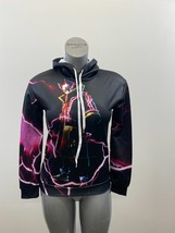 Women&#39;s All Over Pattern Hoodie Size Small Polyester Blend Black Pink Lo... - $12.86