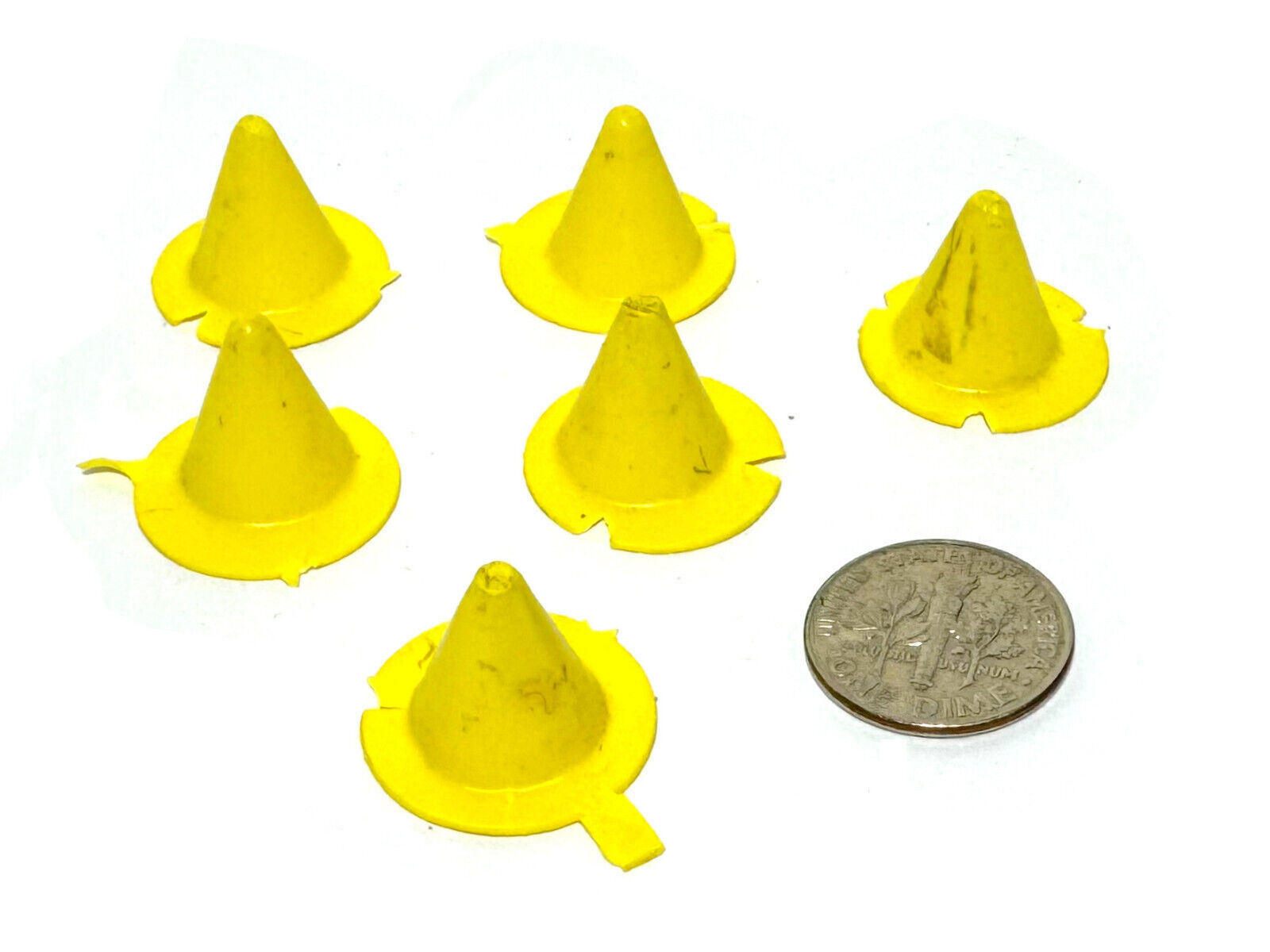 Primary image for 6pc 1970's Aurora HO Slot Car Race Track Accessory Yellow Traffic Road Pylons