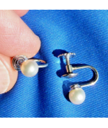 Elegant Vintage 6 millimeters PEARL Earrings Delicate 14k White Gold Dec... - $470.25