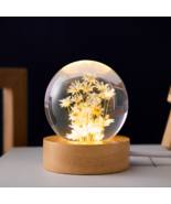 Flower Version 3D Crystal ball with beech wooden base, Christmas Gift  - £25.62 GBP+