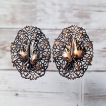 Vintage Clip On Earrings - Extra Large Ornate with Leaf Detail - $17.99