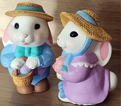 Hallmark Easter Bunny Mr &amp; Mrs Rabbit Salt &amp; Pepper Shakers Sweet Spring Couple - $8.99