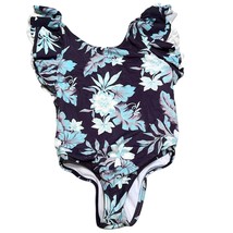 Janie and Jack Blue Floral Print Girls One Piece Swimsuit Bathing Suit Sz 7 - $11.52
