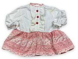 Vtg Baby Girls Red Toile White Button Front Dress Size 4 - 22” Chest - S... - $12.38