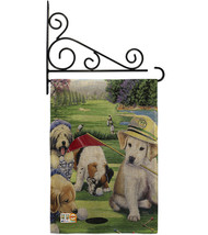 Golfing Puppies Burlap - Impressions Decorative Metal Fansy Wall Bracket Garden  - £27.06 GBP