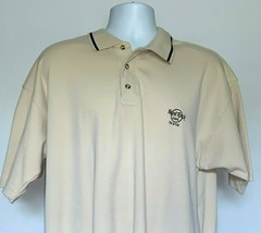 Hard Rock Cafe Destin Classic Polo Mens XL Tan Embroidered Cotton Poly B... - $26.68