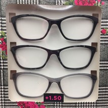 Set of 3 Womens Betsey Johnson +1.50 Reading Glasses Black Gray Fashion ... - $29.99