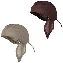 Doo Rag Du Rag Do Cotton Solid Color Bandana Head Wrap Chemo Cap (Tan and Brown) - £8.59 GBP
