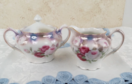 Vintage 1925-1936 Schirnding PS AG Creamer and Covered Sugar Bowl Set Roses Gold - £14.82 GBP