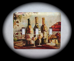 Wine Bottles Metal Switch Plate Cover Triple Toggle - $9.25