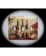 Wine Bottles Metal Switch Plate Cover Triple Toggle - $9.25