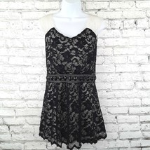 Changes Boutique Blouse Womens 20 Black Lace Overlay Babydoll Embellished Sexy - $23.99