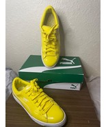 Puma Shoes Mens Size 9 Basket Matte &amp; Shine Yellow Sneakers Low Tops Lac... - £27.24 GBP