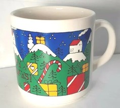 Mug Happy Holidays Christmas Winter Scene Coffee Tea Hot Chocolate Cup 8 oz - £7.79 GBP