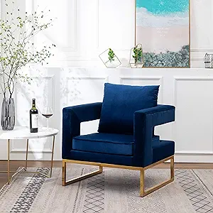 Roundhill Furniture Lenola Upholstered Accent Arm Chair, Blue 29.75D x 2... - $283.99